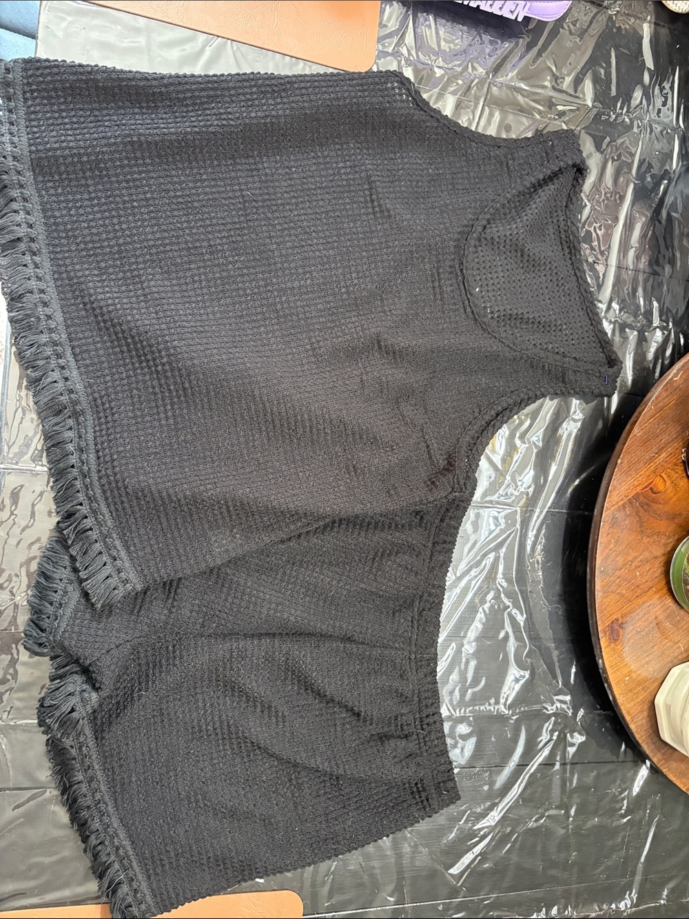 Men's Black Waffle-Knit Lounge Shorts Set - Brand Unspecified